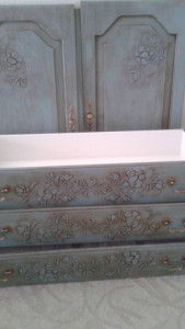 Plaster stenciled chest