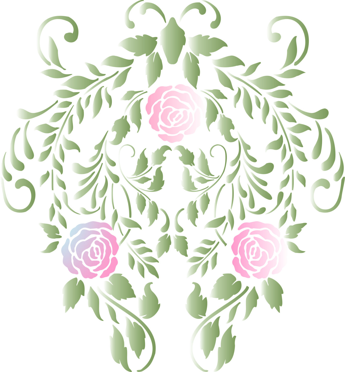 Painting Stencil Rose Damask – Walls Stencils, Plaster Stencils ...